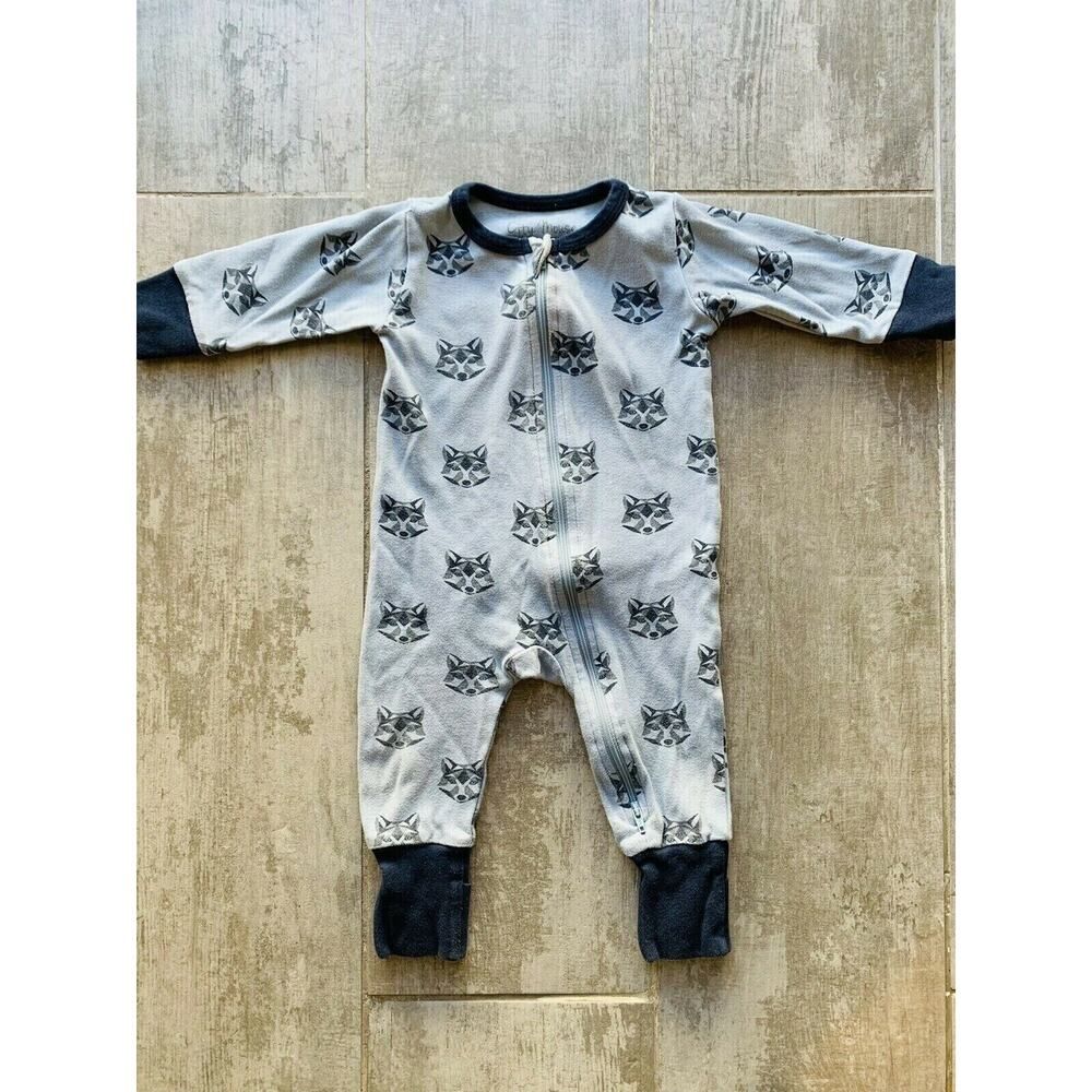 City Mouse Baby Organic Cotton Sleeper Coverall Romper 2-Way Zipper Wolf - 3-6m
